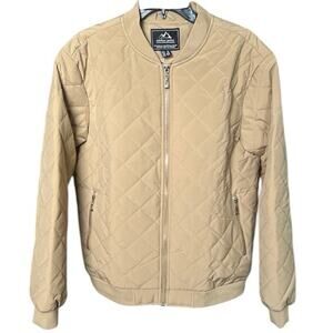 Outdoor Jacket Quilted Bomber Jacket Khaki Tan Minimalist Gorpcore - Men's XL
